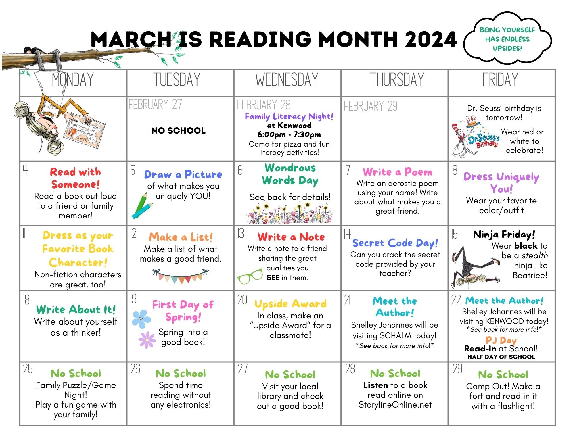 March is Reading Month Calendar