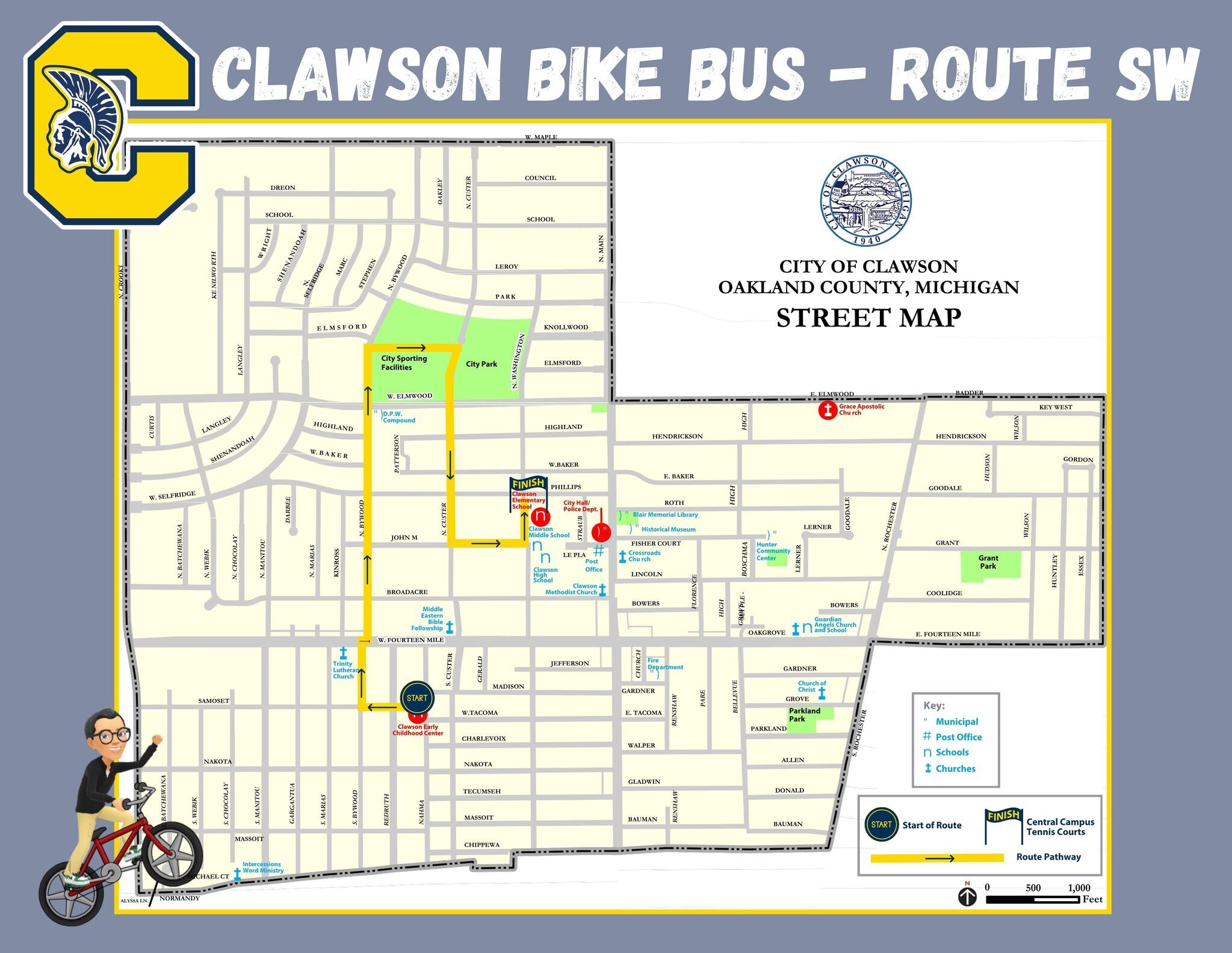 Southwest Bike Bus Route