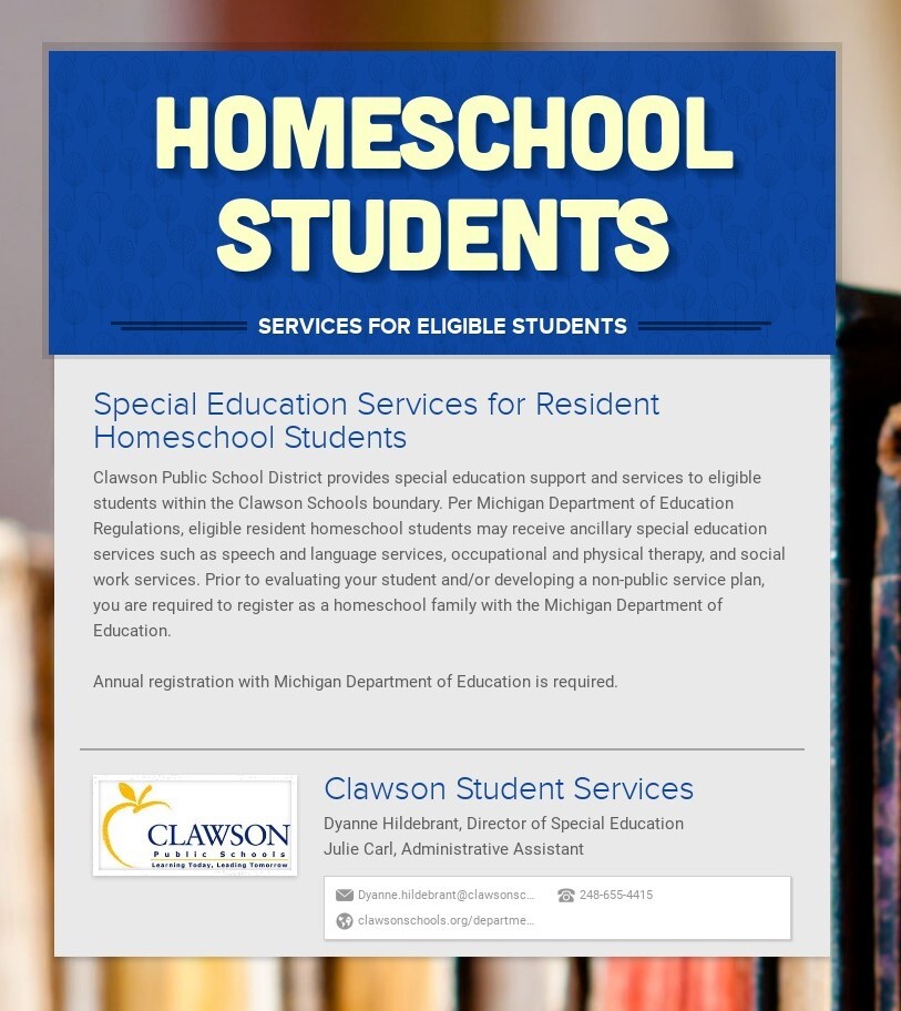 Homeschool Students - Service for Eligible Students
